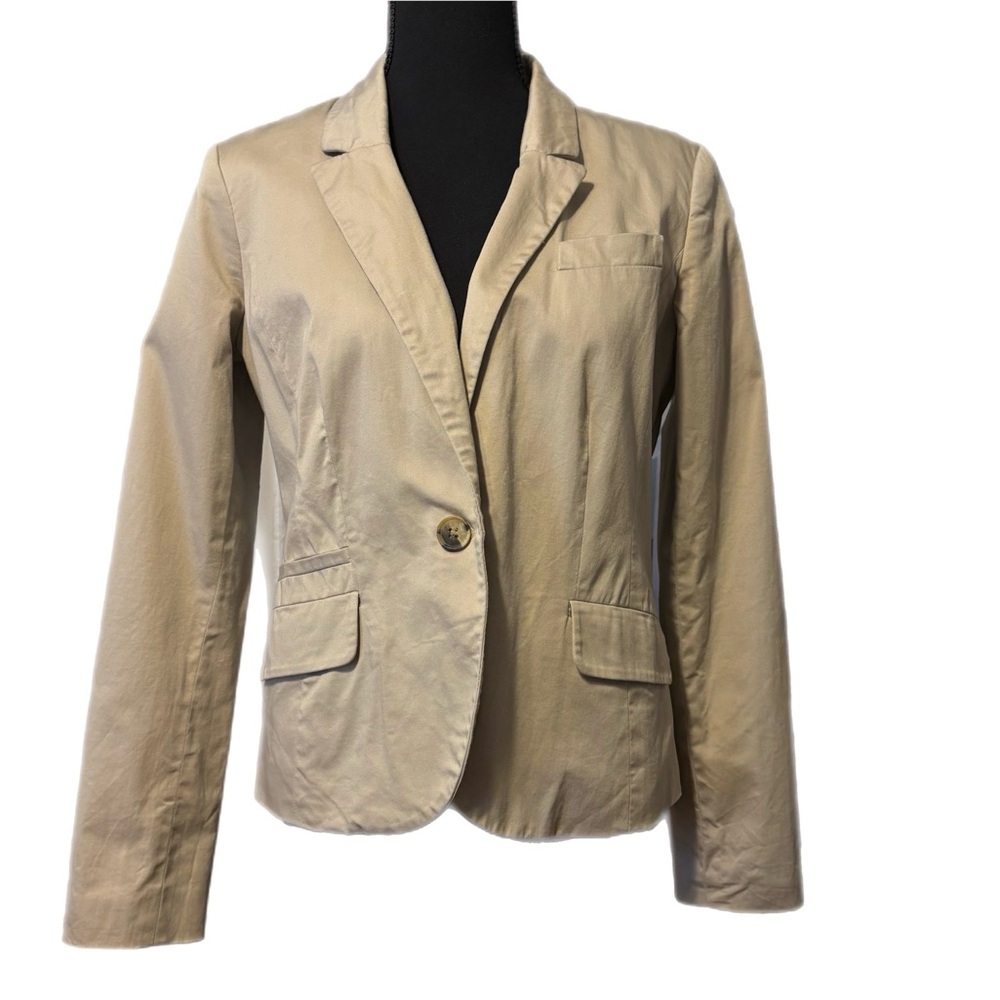 Attention‎ | Women’s | Beige W. White Striped Lined | Blazer Jacket |  Size 6